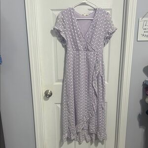 Miami Lavender Polka Dot Midi Dress